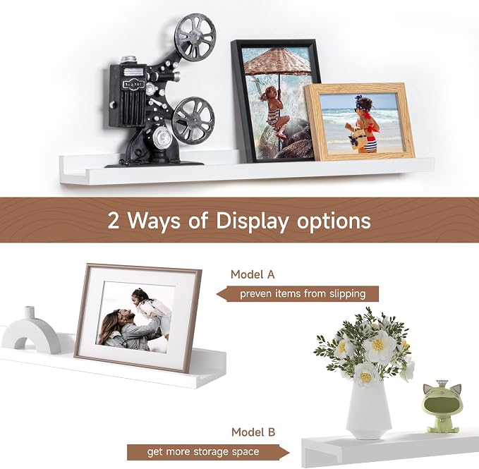 Fun Memories Picture Ledge Shelf, 24 Inch Floating Shelves Set of 2, Nursery - Image 6