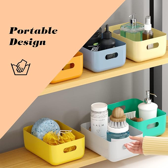 OWill 7 Pack Plastic Storage Bins, 4.2L Small Organizer Baskets - Image 4