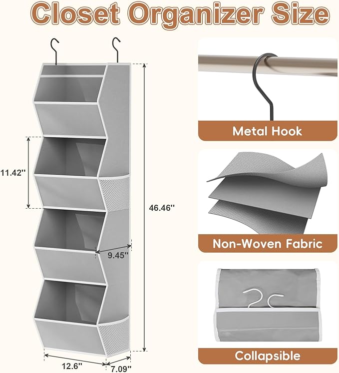 Wawocs 4 Shelf Hanging Closet Organizers and Storage - Image 3