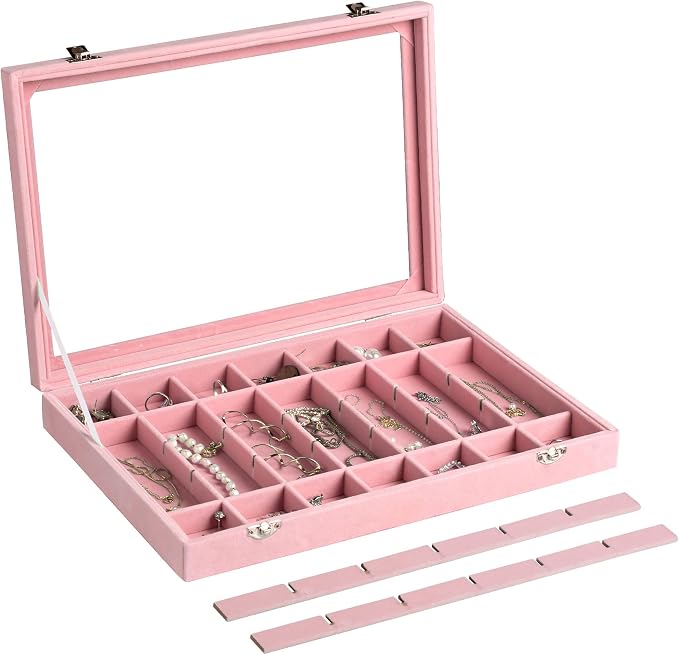 Frebeauty Velvet Jewelry Tray, 35 Grid Jewelry Organizer - Image 5