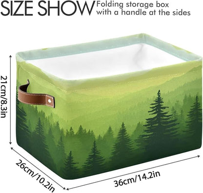 Green Forest Foggy Mountain Storage Bins Box Foldable Shelf Basket - Image 3