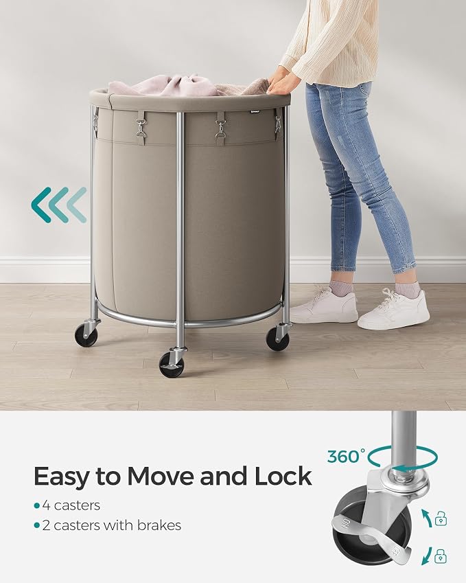 SONGMICS Laundry Basket, Rolling Steel Frame - Image 4
