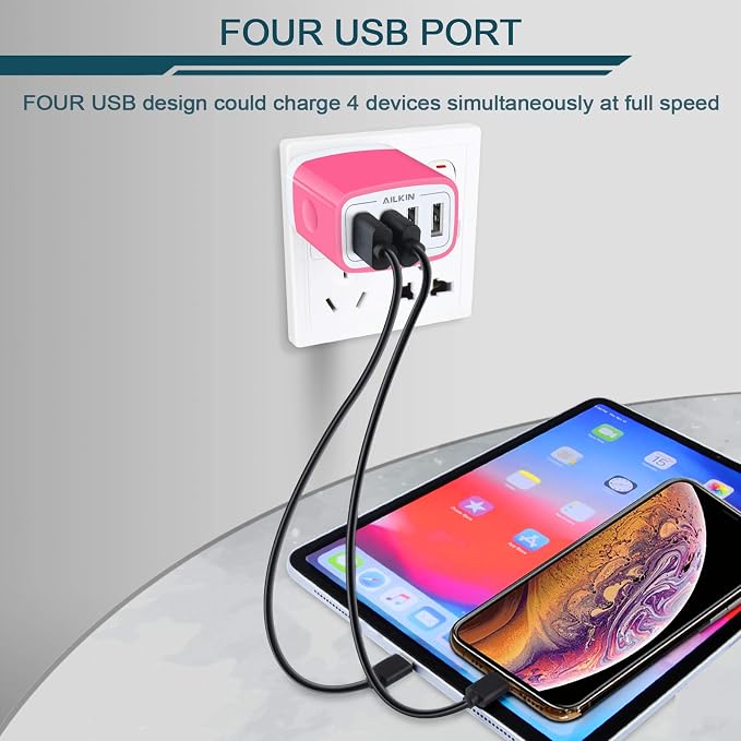 Wall Charger, USB Charger Adapter, 4.8A 4Multi Port Fast Charging Station | - Image 5