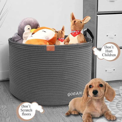 Extra Large Storage Laundry Basket 22" X 22"X 14" Cotton Rope Woven Basket - Image 2
