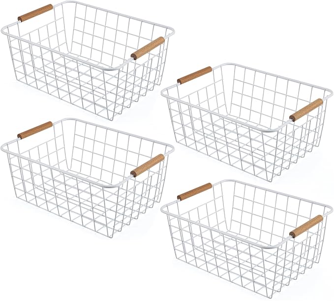 Wire Basket 4 Pcs Wire Storage Baskets Wire Baskets Organizing by ELEATTRUN