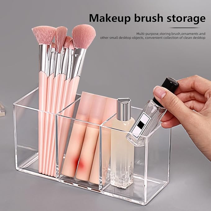 Acrylic Makeup Brush Holder, 2 Pack Clear Pencil Holder, Desk Accessories Holder - Image 2