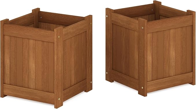 Furinno TIOMAN Planter Box Set of 2, Hardwood Flower Box, Cube Garden Box - Image 6