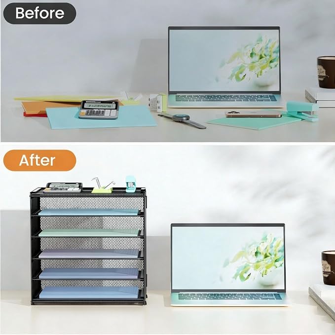 6 Trays Paper Organizer with Handle - Image 4