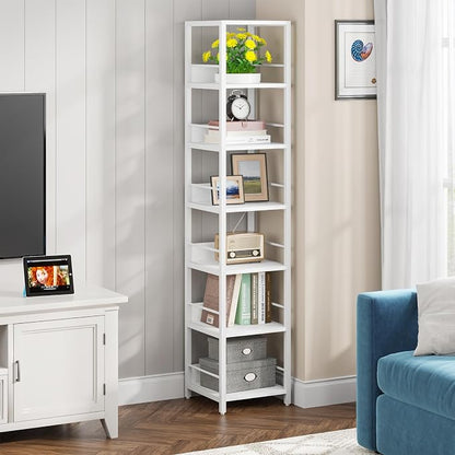 Tribesigns 6-Tier Corner Shelf, 75 Inch Tall Narrow Bookshelf Storage Rack | - Image 3