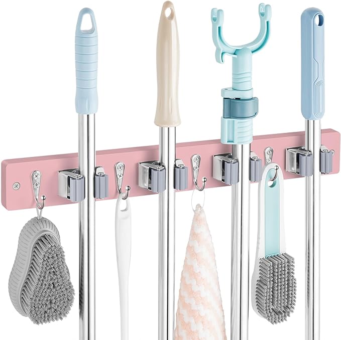 Pink Mop Broom Holder Wall Mount by OUTNILI