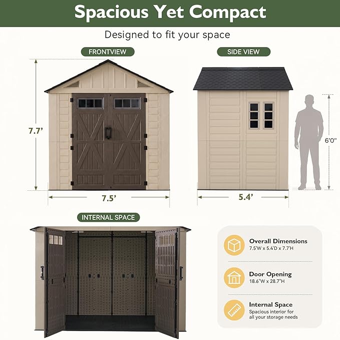 Aoxun 8x6 Ft Outdoor Storage Shed - Image 2