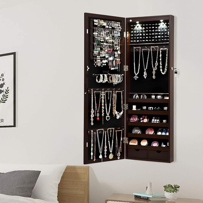 Giantex Jewelry Armoire Wall Door Mounted, Lockable Jewelry Cabinet - Image 8