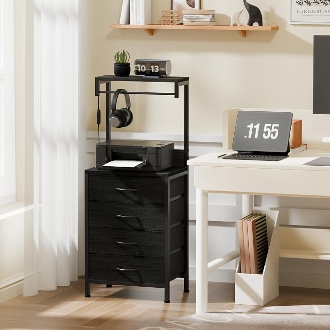 Furnulem Tall Nightstand with Charging Station, Night Stands with LED Lights - Image 8