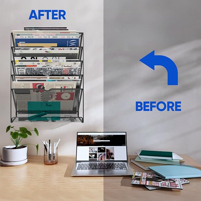 6-Tier Magnetic File Holder, No Drilling Installation File Cabinet Organizer - Image 6