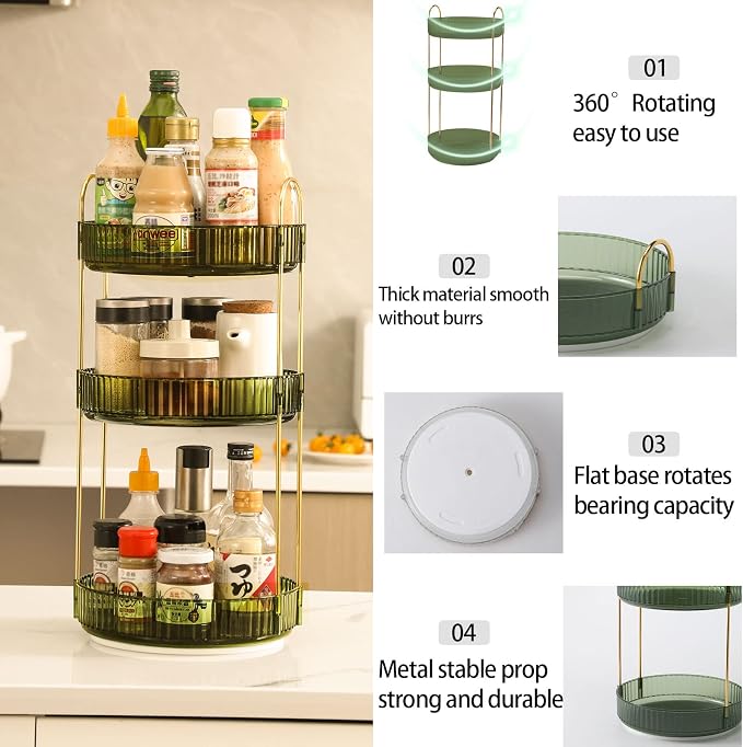 360 Rotating Makeup Organizer for Vanity, Bathroom Countertop Spinning Perfume - Image 5