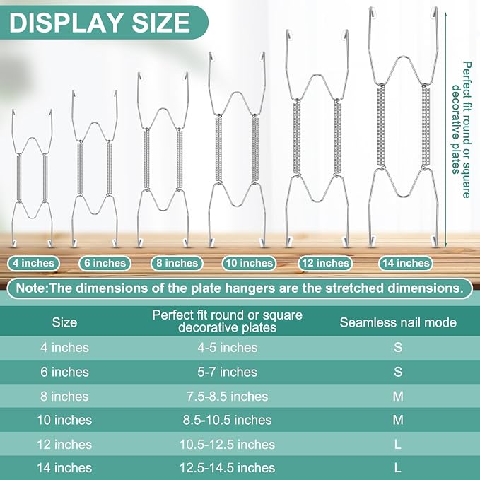 Hotop 12 Pieces Plate Hangers for Wall Stainless Steel Wire Invisible Heavy - Image 2