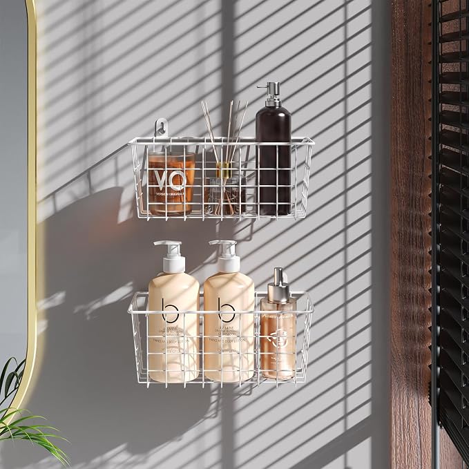 MaraFansie Hanging Kitchen Baskets Wire Storage Basket Adhesive and Screws - Image 5