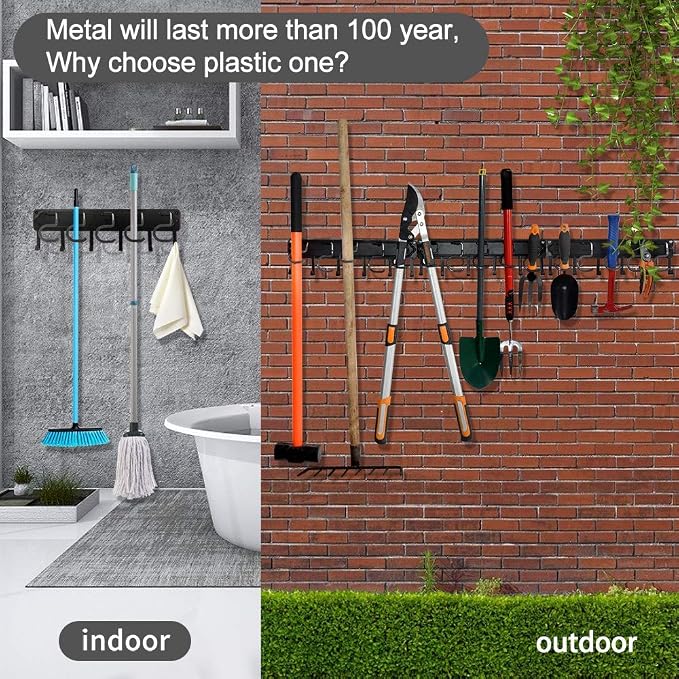 YueTong 68" All Metal Garden Tool Organizer, Adjustable Garage Wall Organizers - Image 2