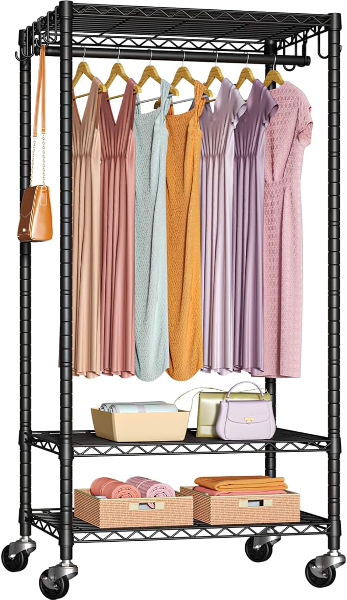 FUTASSI P6 Medium Rolling Clothes Rack Heavy Duty, Clothing Racks by FUTASSI