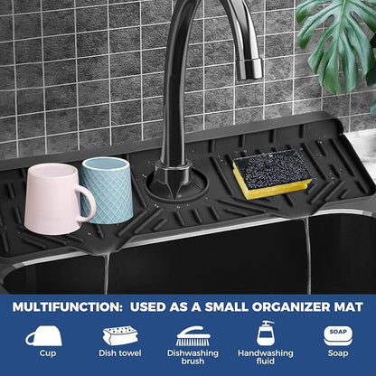 BFONS XL Silicone Faucet Handle Drip Catcher Tray, 18.1in x 5.7in x 0.79in - Image 3