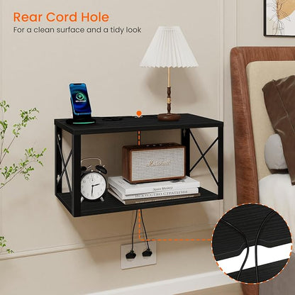 Homode Floating Nightstand, 2 Tier Wall Mounted Nightstand - Image 3