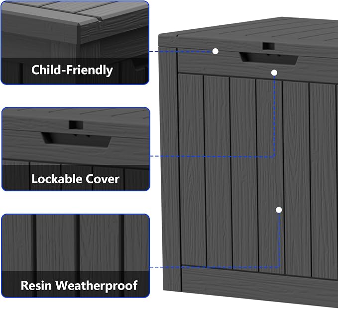35 Gallon Resin Deck Box All Weather Outdoor Storage Box - Image 4