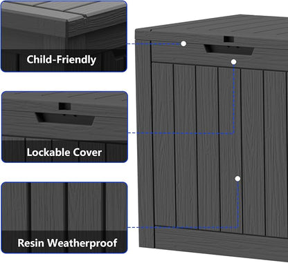 35 Gallon Resin Deck Box All Weather Outdoor Storage Box - Image 4