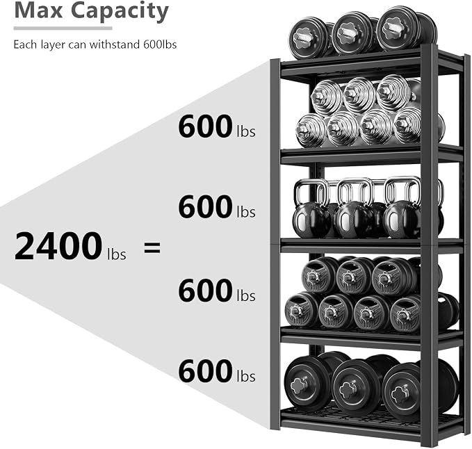 OS MOTOR Heavy Duty Storage Shelving Unit 10 Pack | Adjustable 5-Tier Metal Rack - Image 4