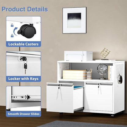 Metal File Cabinet, 2 Drawer Lateral Filing Cabinet - Image 5
