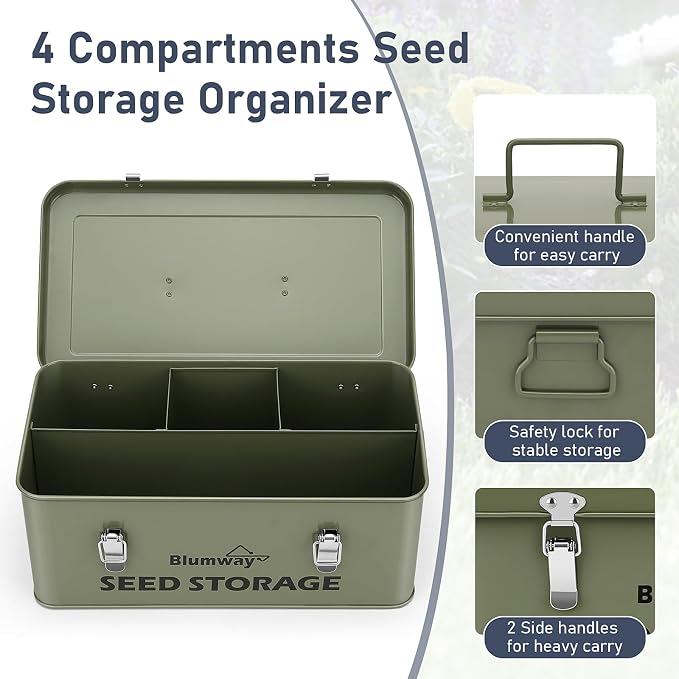 BlumWay Seed Storage Organizer, Metal Seed Saving Box - Image 2