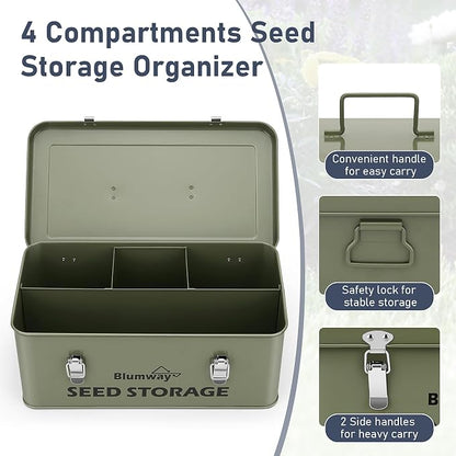 BlumWay Seed Storage Organizer, Metal Seed Saving Box - Image 2