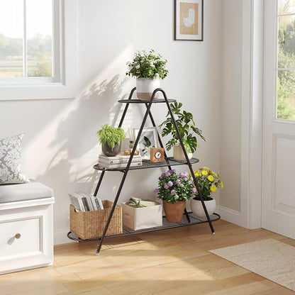 3-Tier Plant Stand Metal Plant Rack Shelf Heavy Duty Indoor Outdoor Shoe Shelf by RHINEINMIST