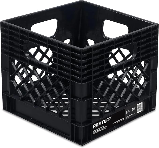 Ramtuff 1 Pack Storage Milk Crate, Durable Plastic Home Organizers, Stackable by Ramtuff
