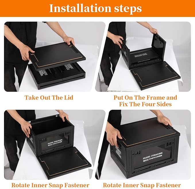 Collapsible Storage Bins with Lids, Portable Foldable Box with 2 Side Doors - Image 3