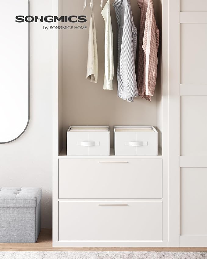 SONGMICS Set of 2 Large Size Wardrobe Clothes Organizers, 6-Compartment - Image 2