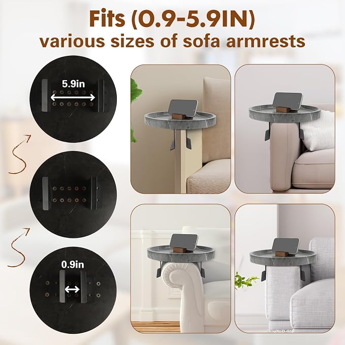Couch Tray, Adjustable Couch Tray and Detachable Wooden Couch armrest Trays - Image 3