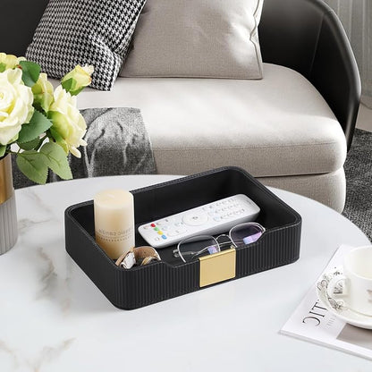 Valet Tray Desktop Storage Organizer, PU Leather Catchall Bedside Vanity Tray - Image 6