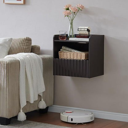 Modern Fluted Floating Nightstand Wall Mounted by BuildHom