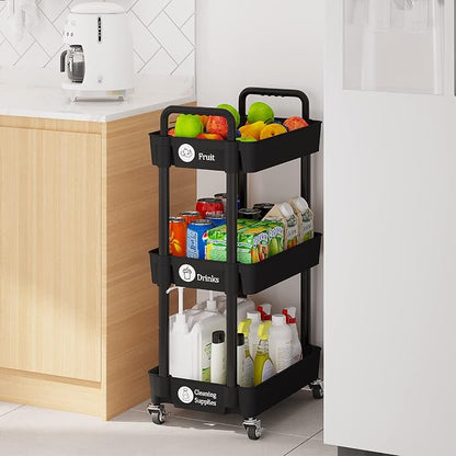 Laiensia 3-Tier Storage Carts, Mobile Shelving Unit Cart - Image 4