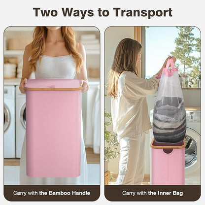 Bathola Laundry Hamper with Lid, Laundry Basket with Removable Bag, - Image 3