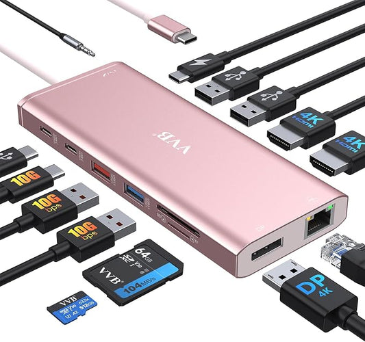 USB C Laptop Docking Station Dual Monitor HDMI by VVB
