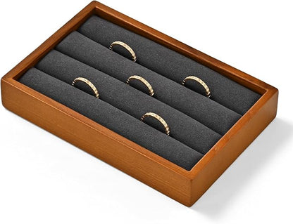 Solid Wood 3-Slots Jewelry Ring Display Tray Showcase Small Jewelry Display - Image 6
