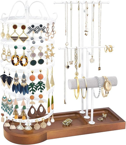 Jewelry Organizer Stand, Metal Rotating Earring Holder Organizer by SMFANLIN