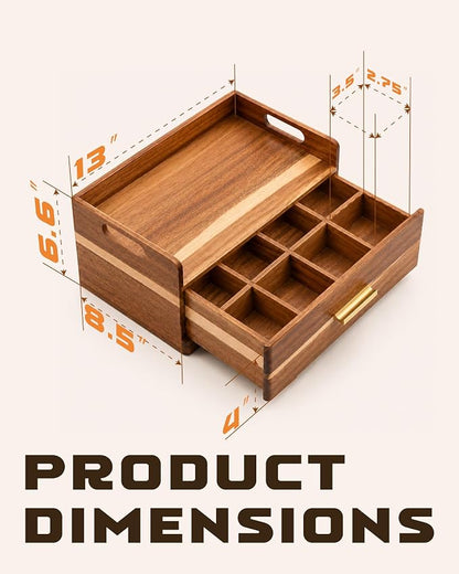 Acacia Wood Tea Bag Organizer for Countertop, Tea Holder Organizer - Image 6