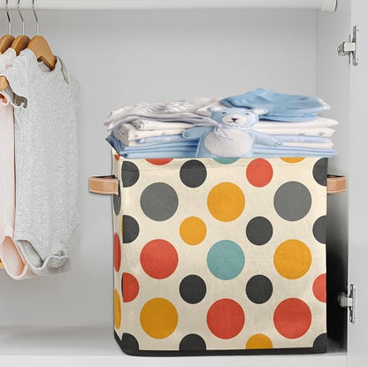 TropicalLife 13x13x13 Inch Large Fabric Storage Cube Vintage Polka Dots - Image 2