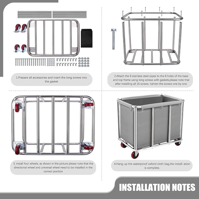 Commercial Laundry Cart on Wheels, 11.35 Bushels Large Laundry Roller, Heavy - Image 6