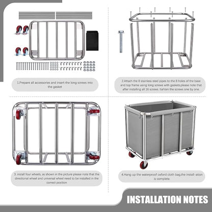 Commercial Laundry Cart on Wheels, 11.35 Bushels Large Laundry Roller, Heavy - Image 6