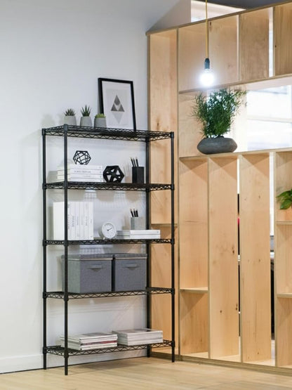 Black 5-Tier Metal Adjustable Freestanding Garage Storage Wire Shelving Unit - Image 6