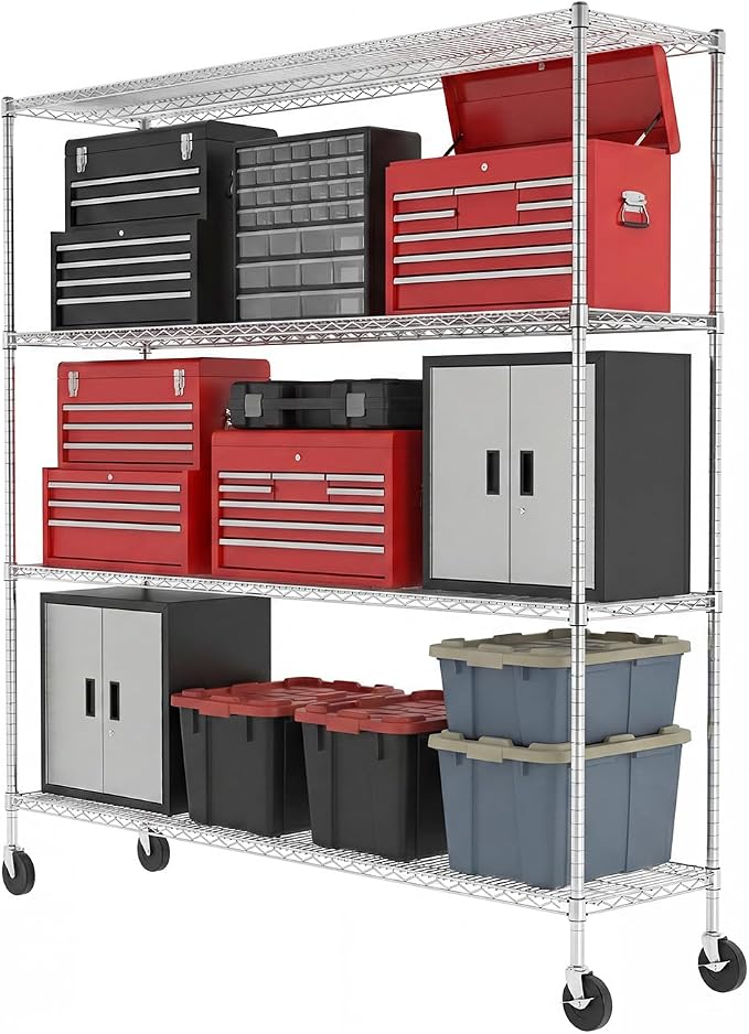SafeRacks NSF 4-Tier Heavy Duty Steel Wire Rack w/Wheels by SafeRacks