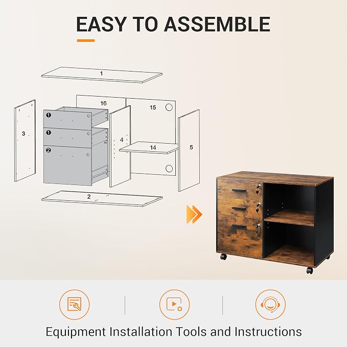 DEVAISE 3-Drawer File Cabinet - Image 8